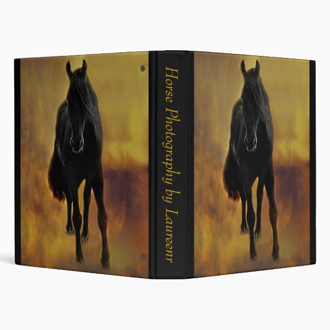 Black Horse Silhouette 3 Ring Binder (Background)