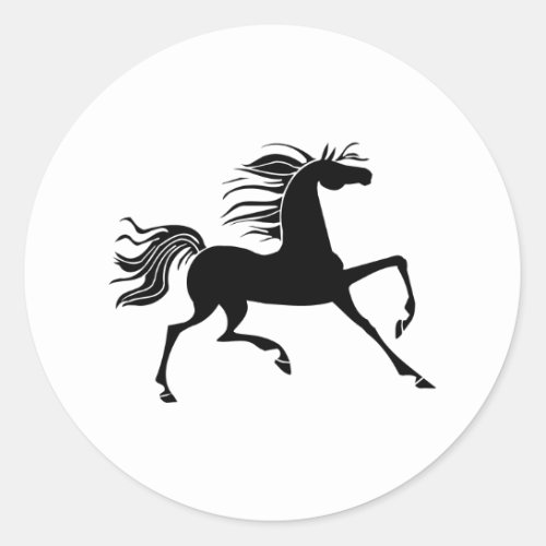 Black Horse Silhouette Classic Round Sticker