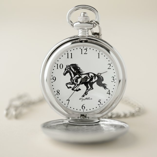 Black Horse Silhouette Pocket Watch (Inside)
