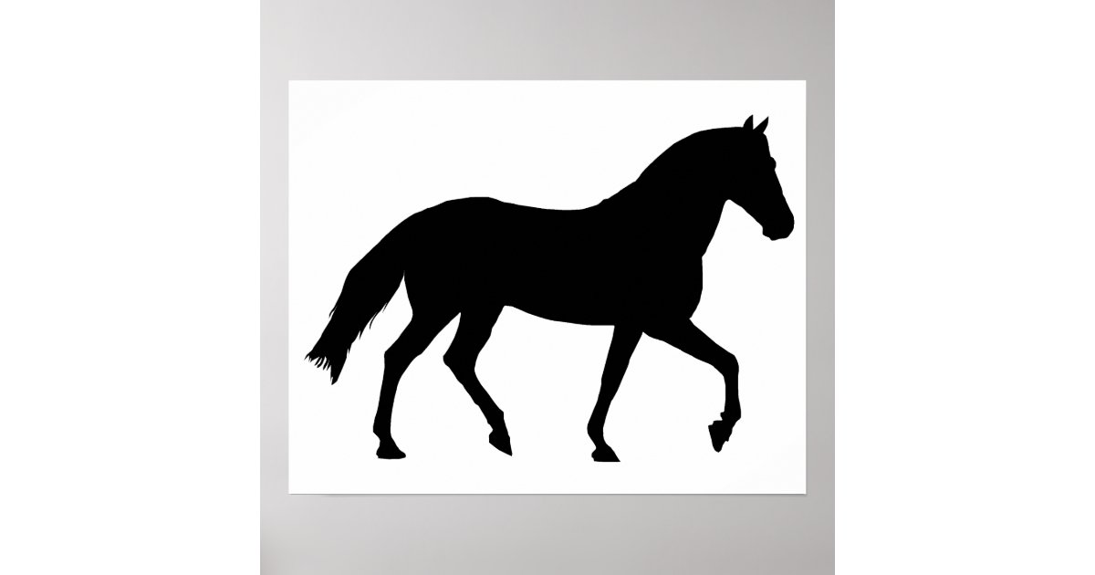 Black Horse Silhouette Pony Horse Shadow Simple Poster | Zazzle