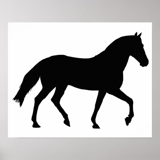 Black Horse Silhouette Pony Horse Shadow Simple Poster