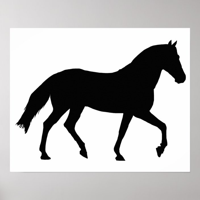 Black Horse Silhouette Pony Horse Shadow Simple Poster Zazzle Com
