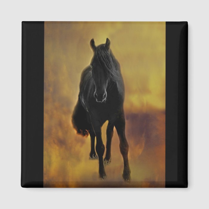 Black Horse Silhouette Refrigerator Magnet