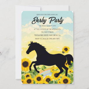 Black Horse Silhouette Sunflower Kentucky Derby Pa Invitation