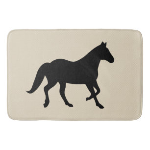 Black Horse Silhouette & Taupe Bath Mat
