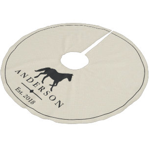 Black Horse Silhouette & Taupe   Personalized Brushed Polyester Tree Skirt