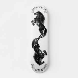 Black Horse Skateboard with Custom Text