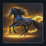 Black horse  square wall clock<br><div class="desc">Black horse Wall Clock</div>