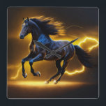 Black horse  square wall clock<br><div class="desc">Black horse Wall Clock</div>