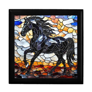 🐎 Black Horse Stained Glass Gift Idea 🎁 Box