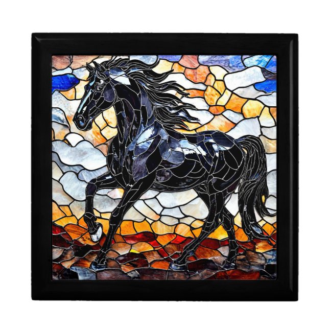 🐎 Black Horse Stained Glass  Gift Idea 🎁 Box (Front)