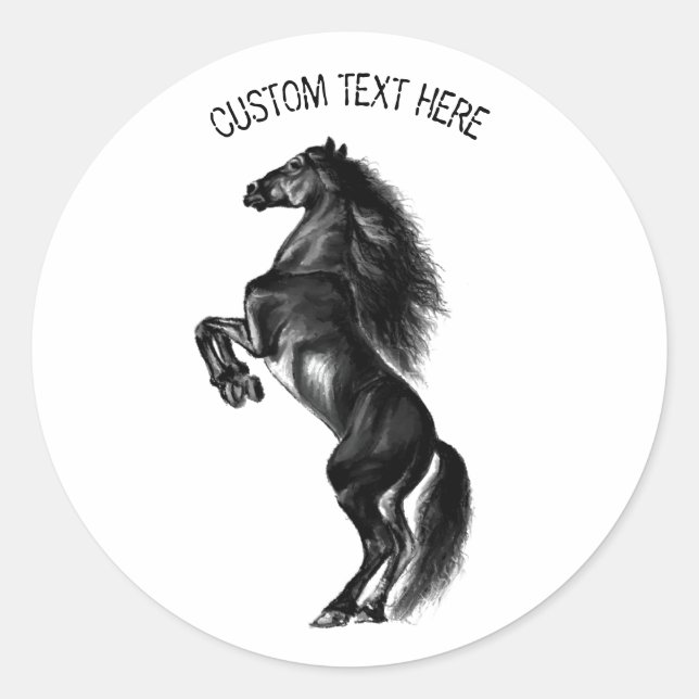 Black Horse Stickers with Custom Text (Front)