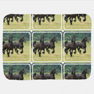 Black Horse Stroller Blanket