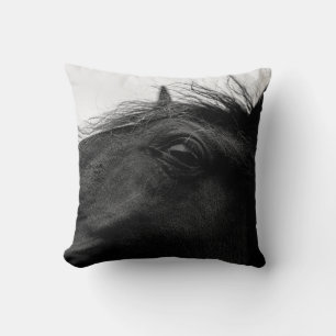 BLACK HORSE THROW PILLOW