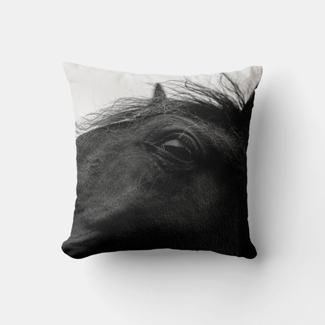 BLACK HORSE THROW PILLOW (Front)