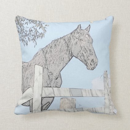 Black Horse Throw Pillow