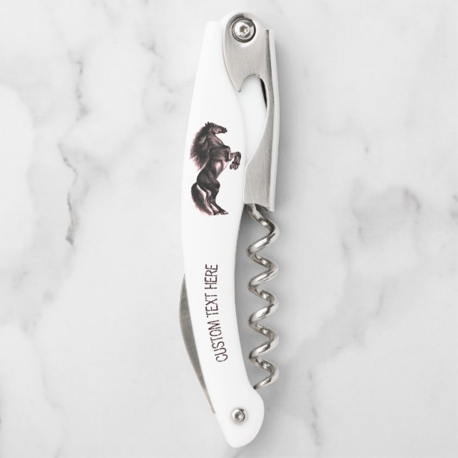 Black Horse Waiter's Corkscrew with Custom Text (Back)