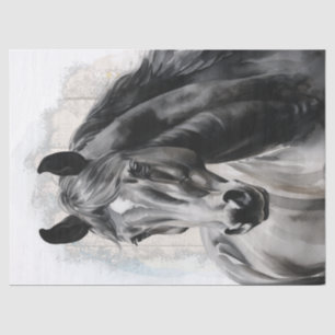 Black Horse Watercolor Decoupage Tissue Paper