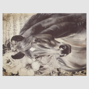 Black Horse Watercolor Decoupage Tissue Paper