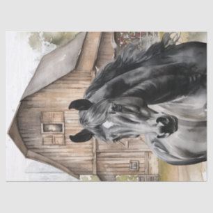 Black Horse Watercolor Decoupage Tissue Paper