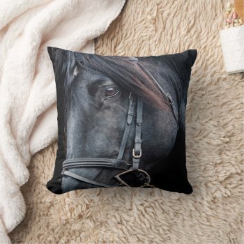 Black Horse White Horse Throw Pillow by holiday_store at Zazzle