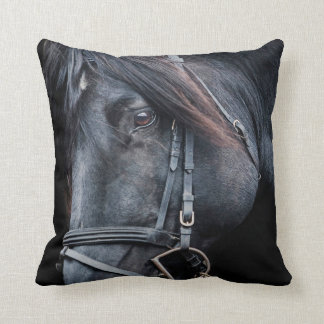 Black Horse White Horse Throw Pillow