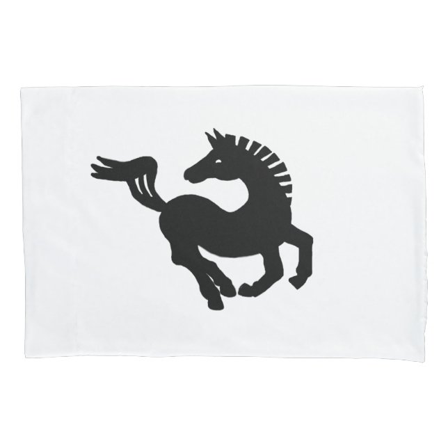 Black horse white pillowslip pillow case (Front)