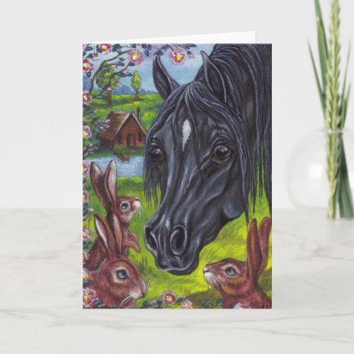 BLACK HORSE Wild Rabbits Note Card