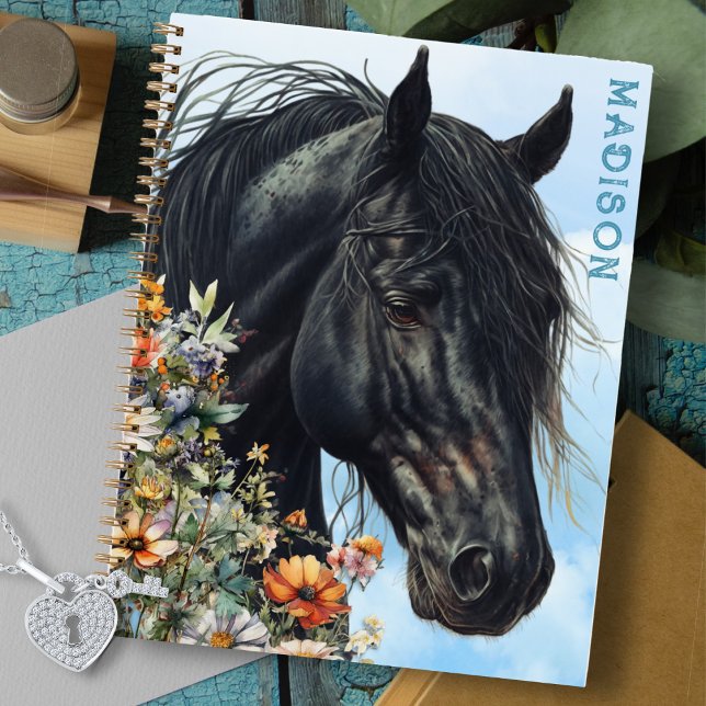 Black Horse Wildflowers Personal Spiral Notebook (Creator Uploaded)