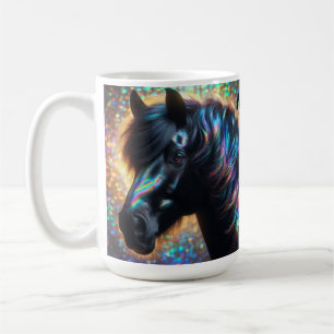 Black Horse with Iridescent Mane Coffee Mug