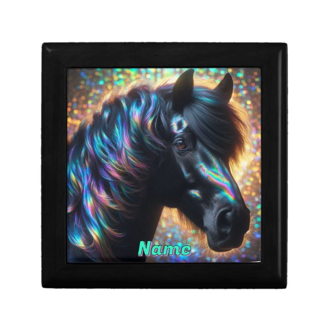 Black Horse with Iridescent Mane  Gift Box (Front)