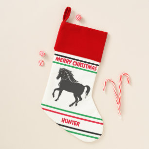 BLACK HORSE WITH PERSONALIZED NAME! CHRISTMAS STOCKING