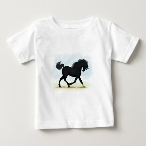 Black Horse with Star  Sock Black Beauty Baby T_Shirt