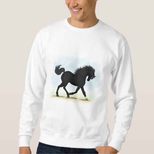 Black Horse with Star  Sock Black Beauty Sweatshirt