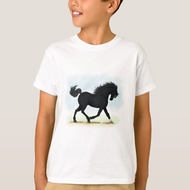 Black Horse with Star & Sock (Black Beauty) T-Shirt (Front)