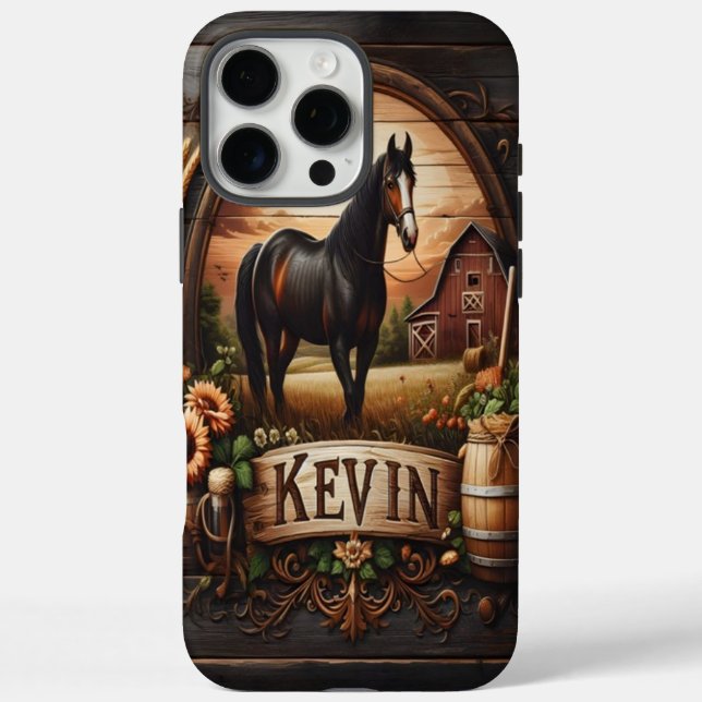 Black Horse With The Name Kevin Case-Mate iPhone Case (Back)