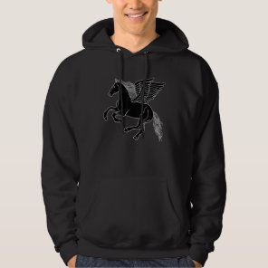 Black Horse With Wings Pegasus Hoodie