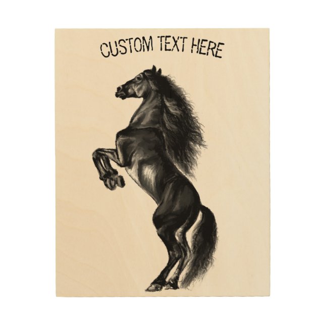 Black Horse Wood Wall Art Personalized Text (Front)