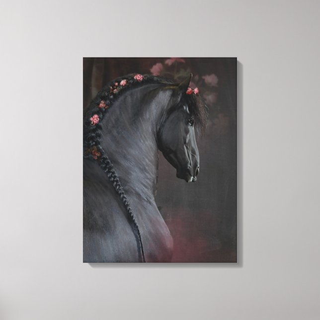 Black Horse - Wrapped Canvas Print (Front)