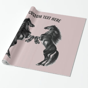 Black Horse Wrapping Paper Personalized Text