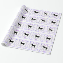 Black Horses Birtthday Wrapping Paper