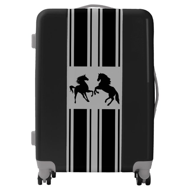 Black Horses & Black Stripes - Gray Luggage (Front)