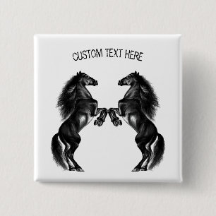 Black Horses Button with Custom Text