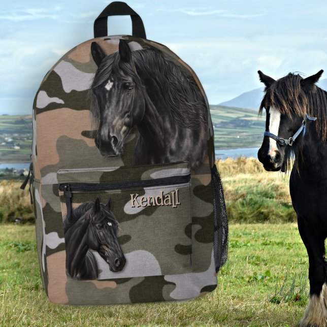 Black Horses Camo Name Backpack (Creator Uploaded)