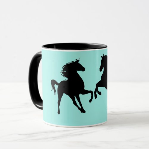 Black Horses Couple Mug Family Gift Custom Colors