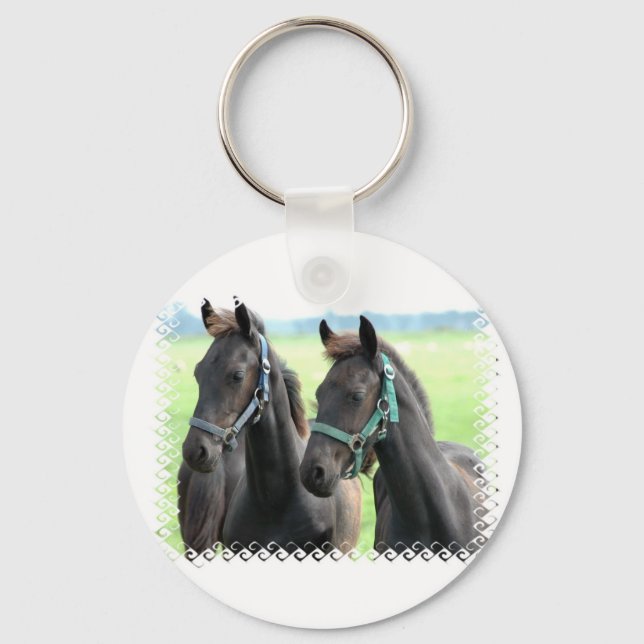 Black Horses Design Keychain (Front)