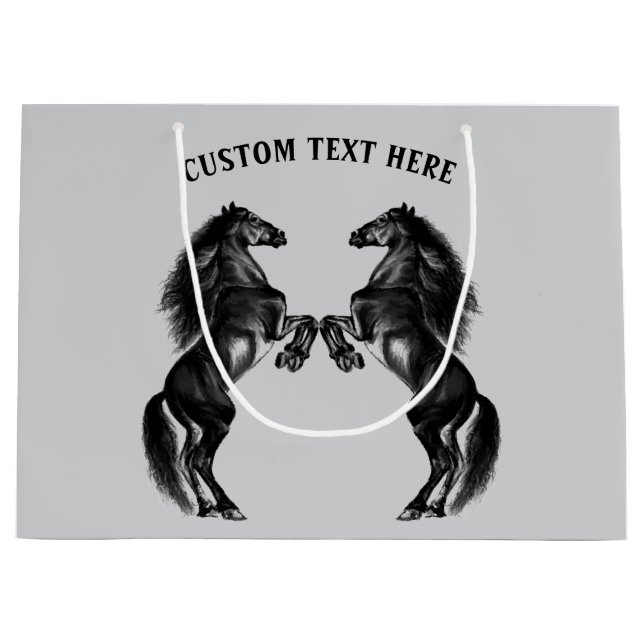 Black Horses Gift Bag Personalized Custom Text (Front)
