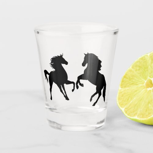 Black Horses _ Silhouette _ Drawing Shot Glass