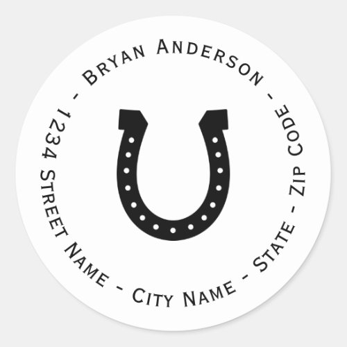 Black Horseshoe Return Address Label