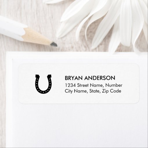 Black Horseshoe Return Address Label Zazzle